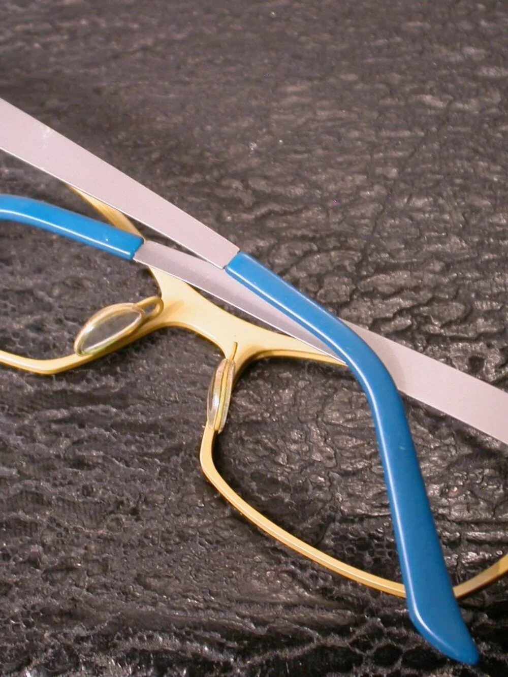 Prodesign Blue and Silver Yellow Light Weight Frames Eyeglasses Made in Japan